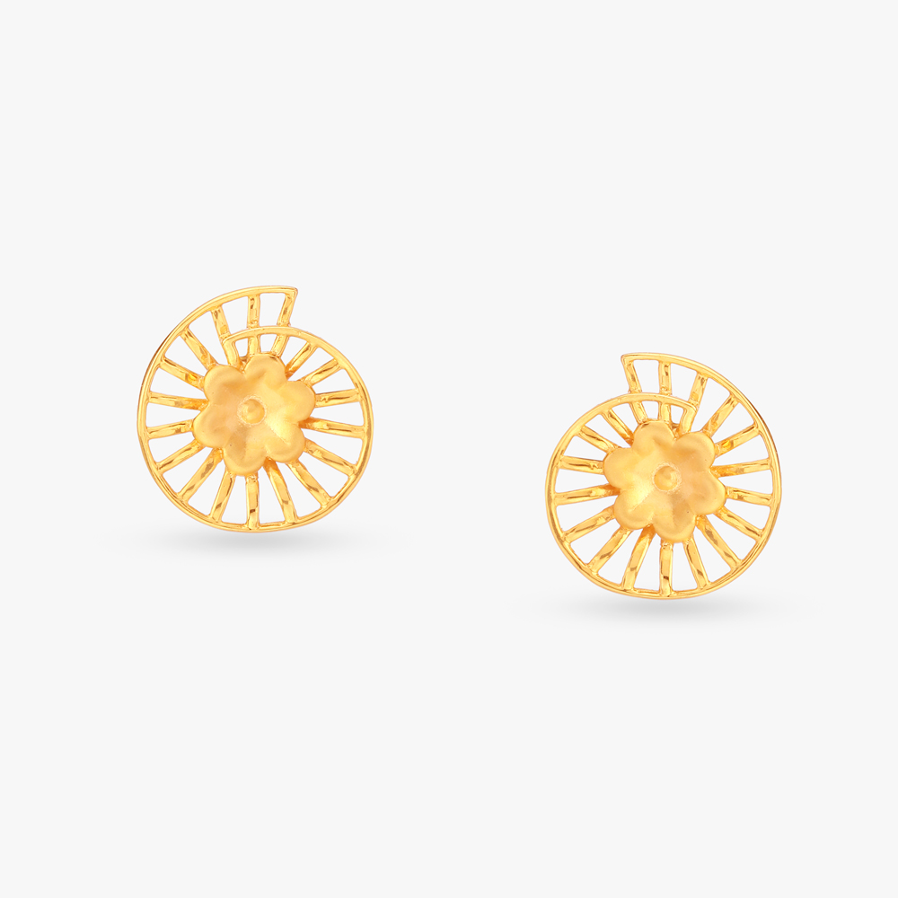 Sunwheel Gold Stud Earrings