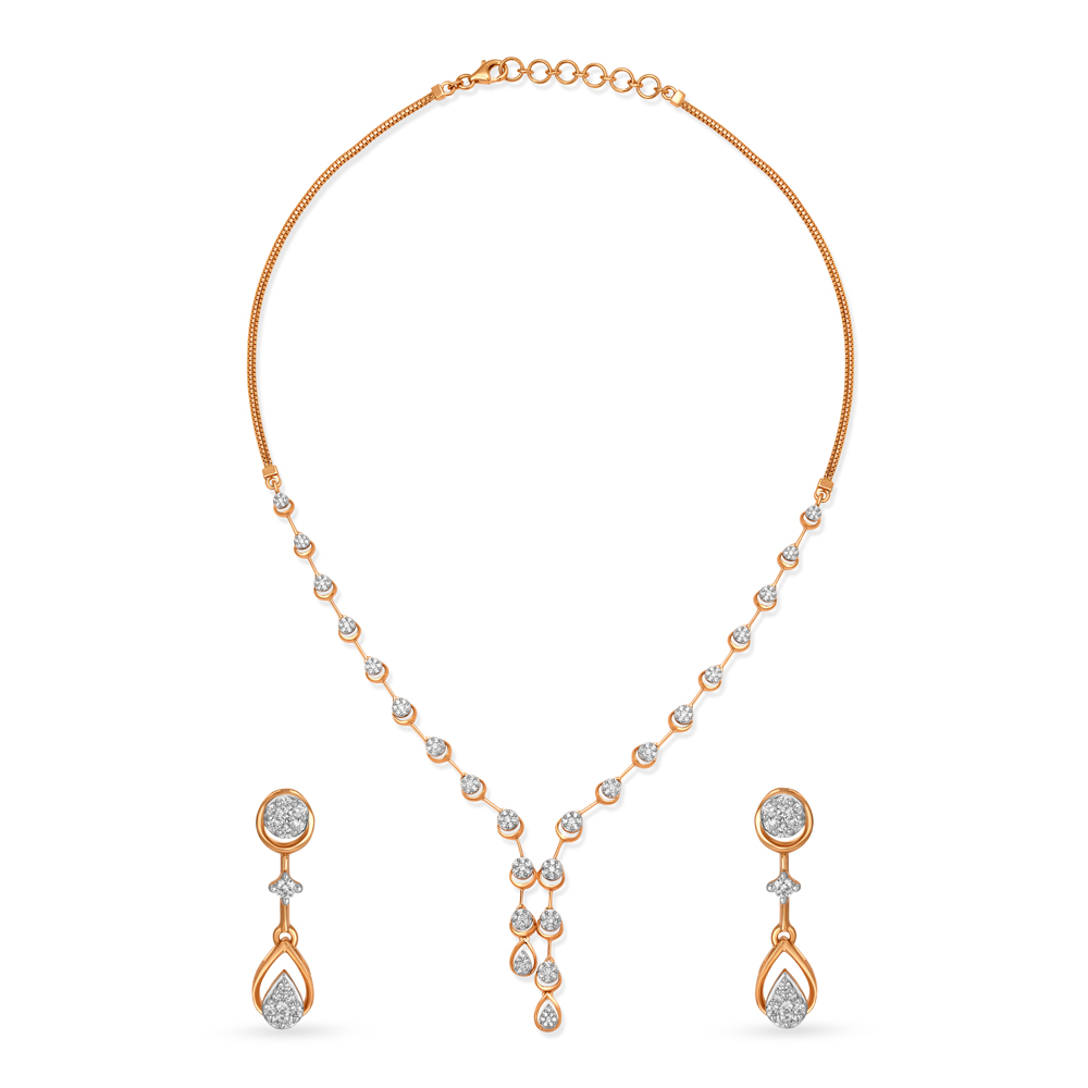 Glistening Rose Gold and Diamond Necklace Set
