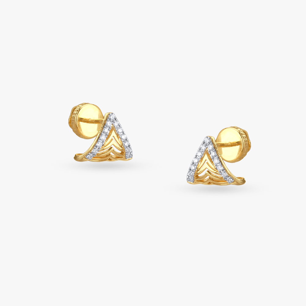 Modern Triangle Diamond Hoop Earrings