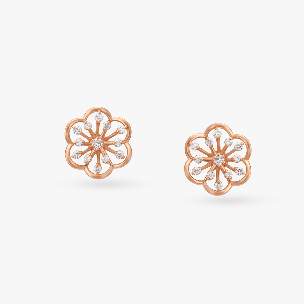 Floral Elegance Diamond Stud Earrings