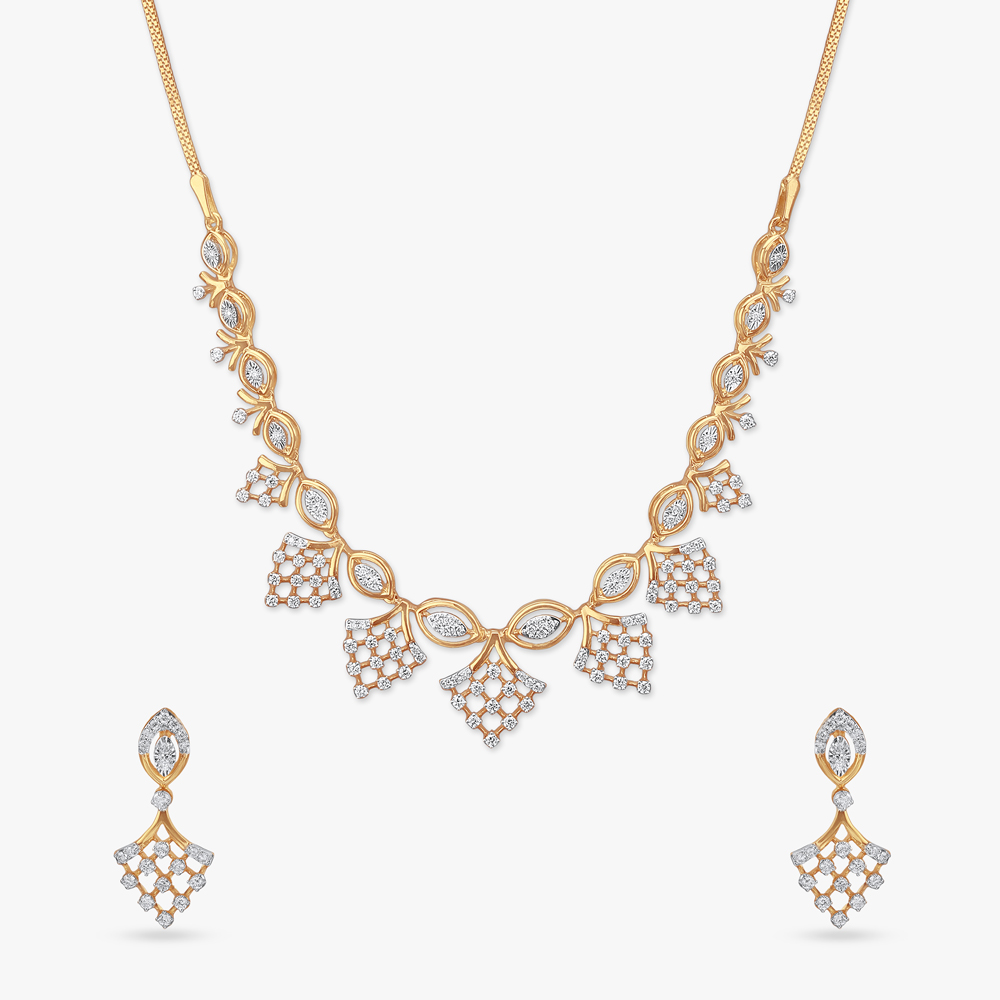 Chandelier Charm Diamond Necklace Set