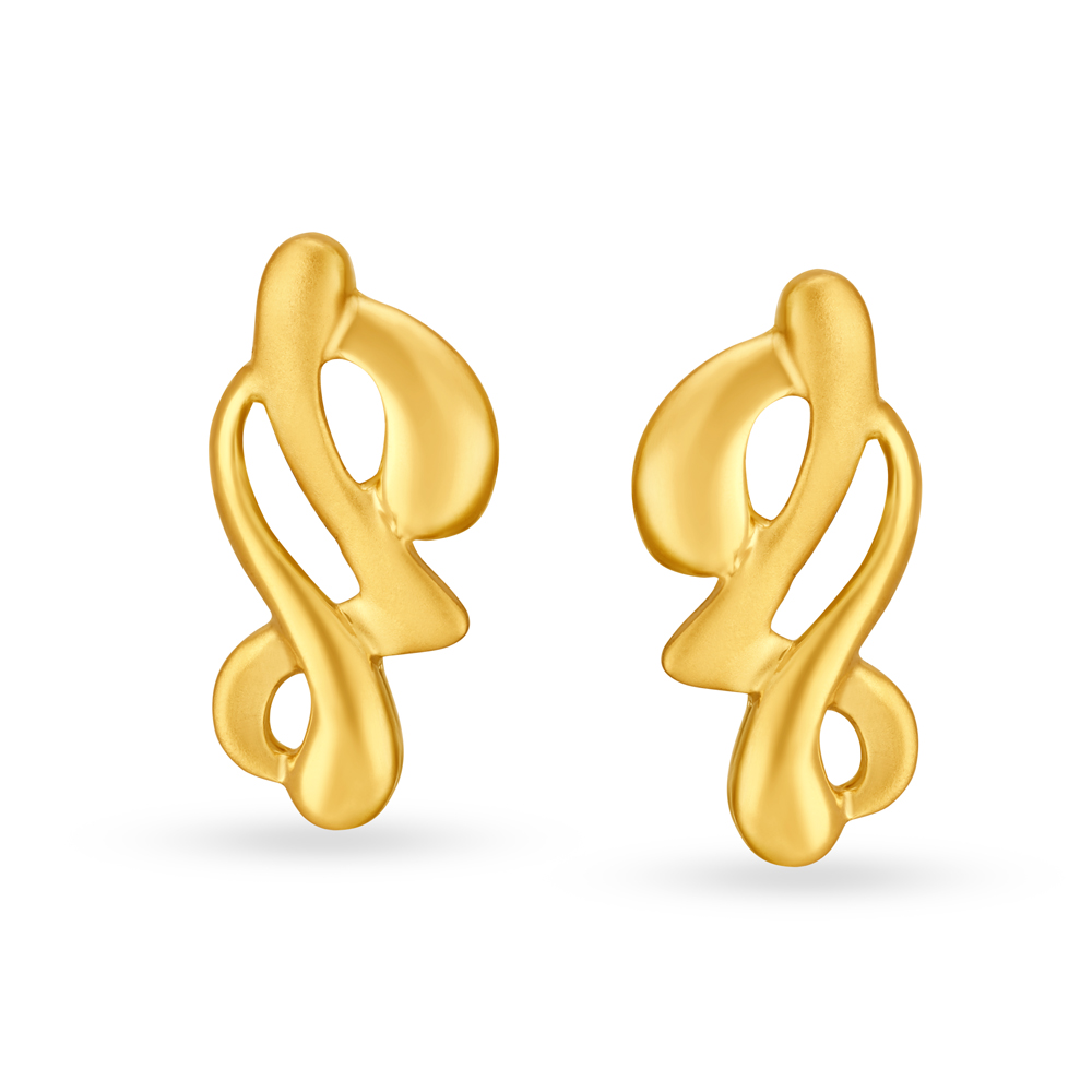 Abstract Gold Stud Earrings