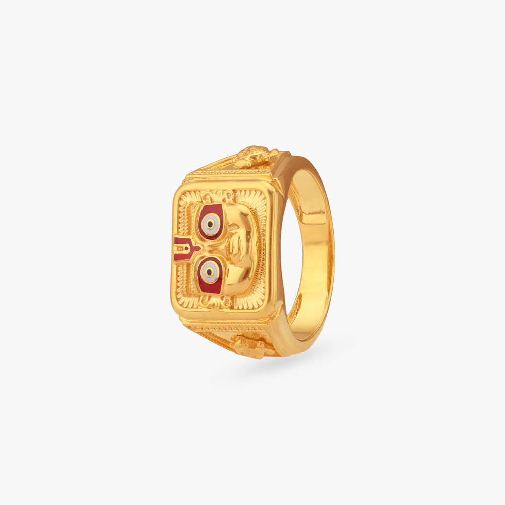Shankh Chakra Gold Ring for Men
