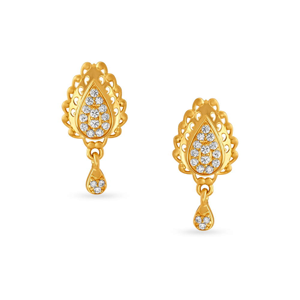 

Opulent Antique Gold Drop Earrings with Stones