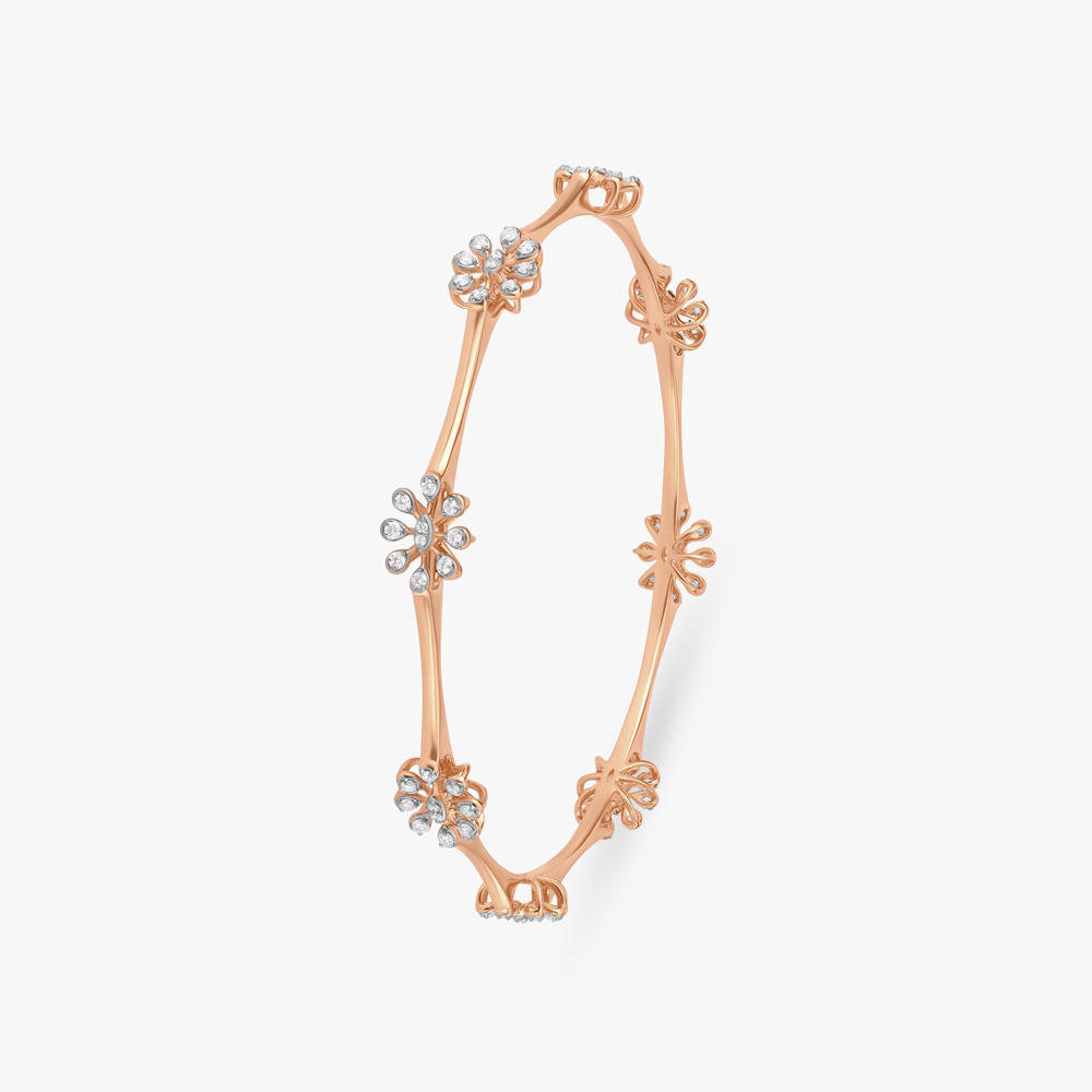 

Floral Charm Diamond Bangle