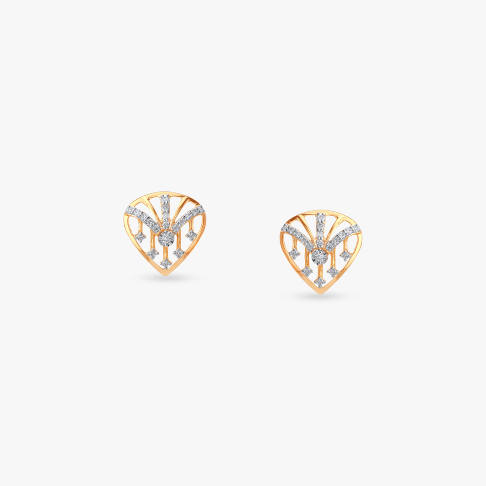 Crown Crest Diamond Stud Earrings