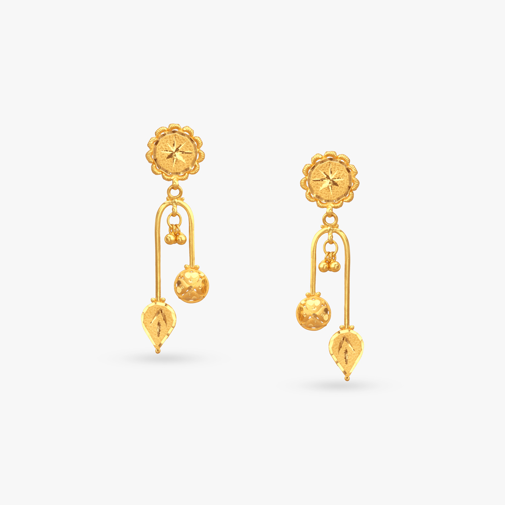 Swing Orbit Gold Drop Earrings