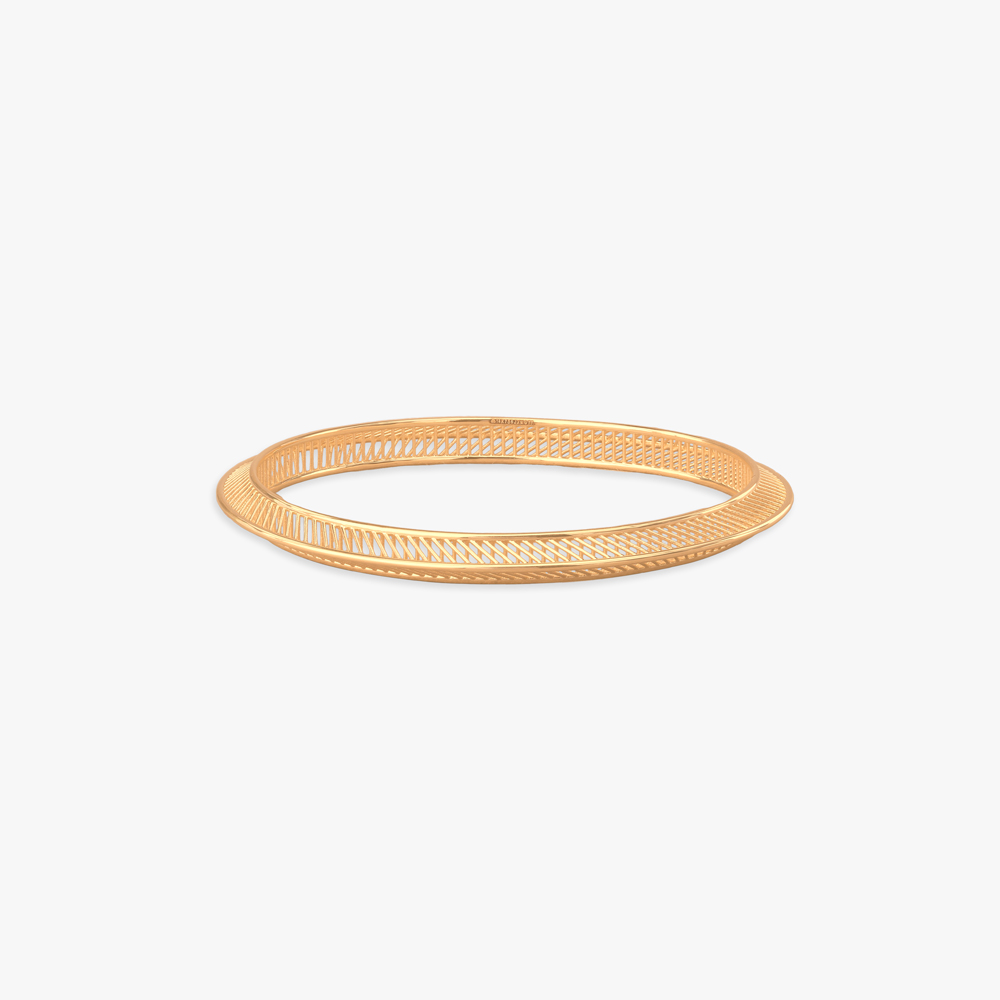 Lattice Texture Gold Bangle