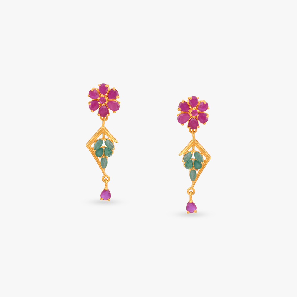 Playful Bloom Gold Drop Earrings