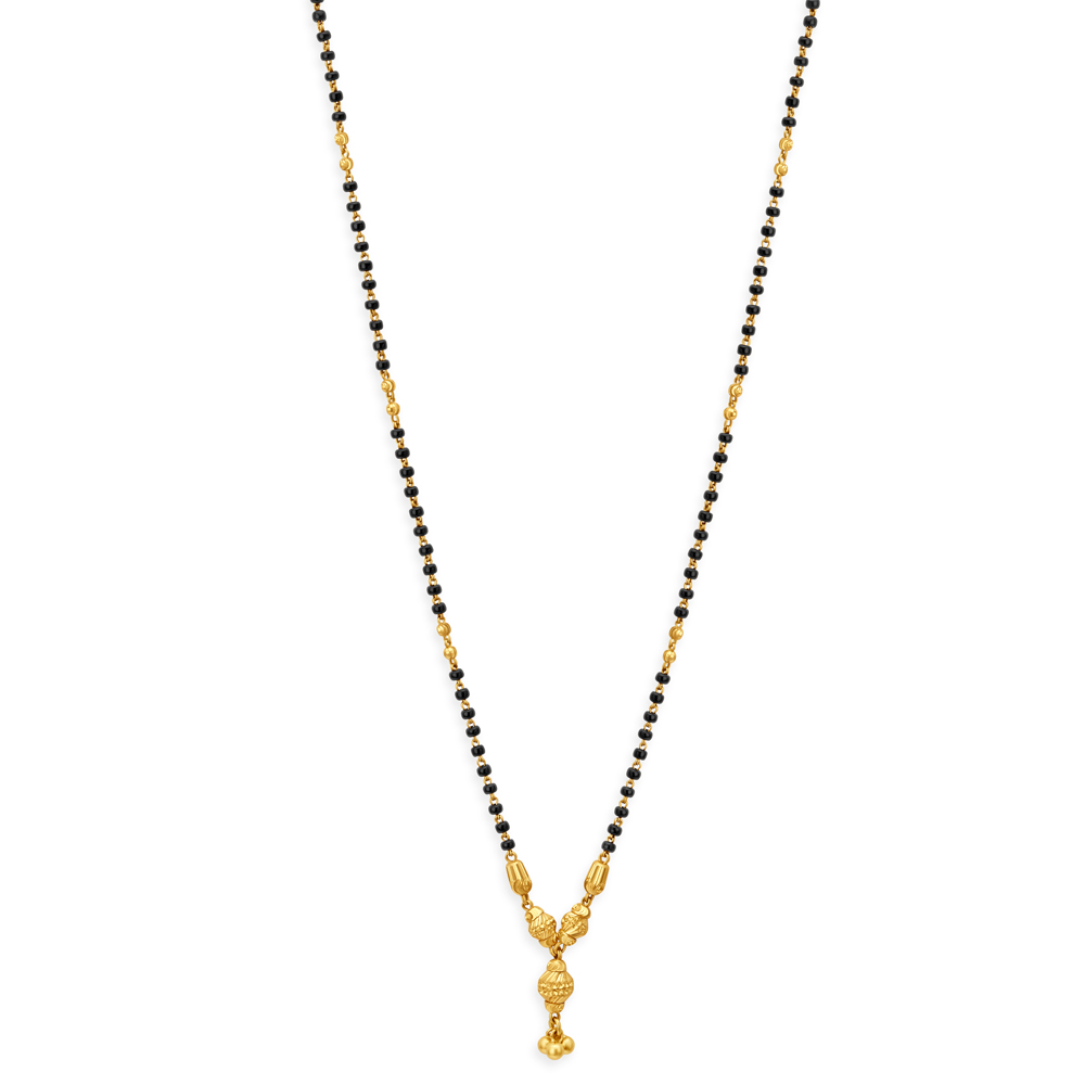 

Stunning Yellow Gold Carved Bead Mangalsutra