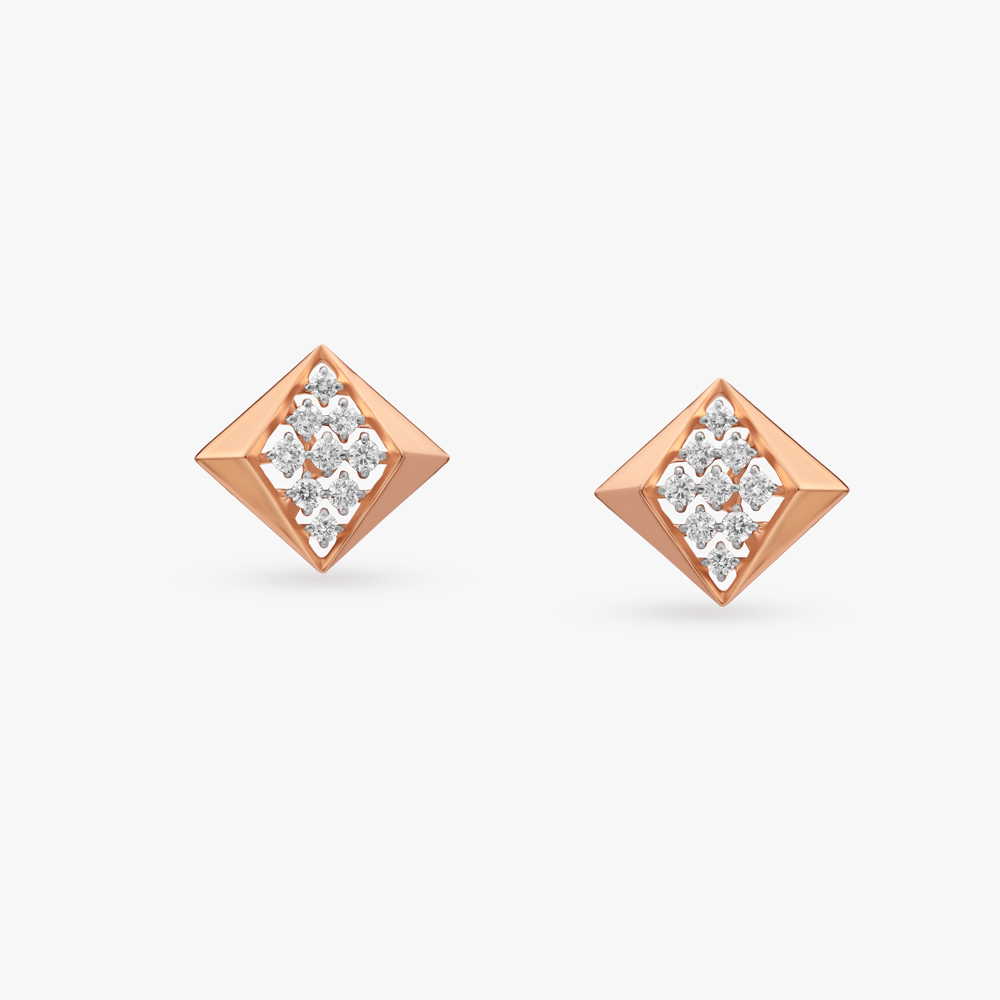 Geometric Elegance Diamond Stud Earrings