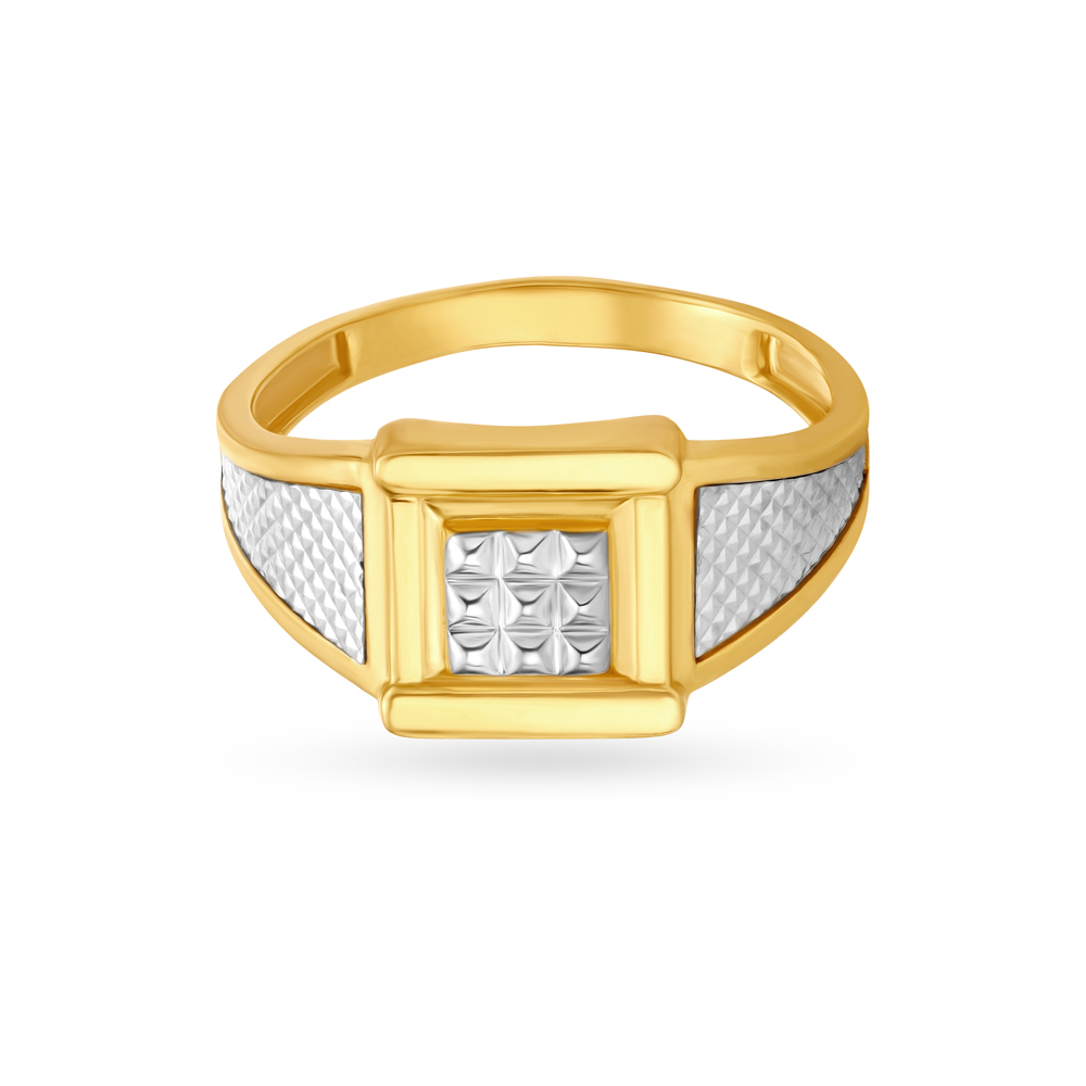 

Suave Square Pattern Gold Finger Ring For Men