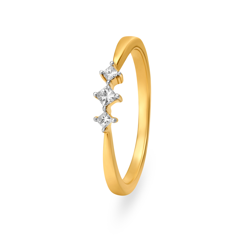 Perennial Yellow Gold And Diamond Triad Finger Ring