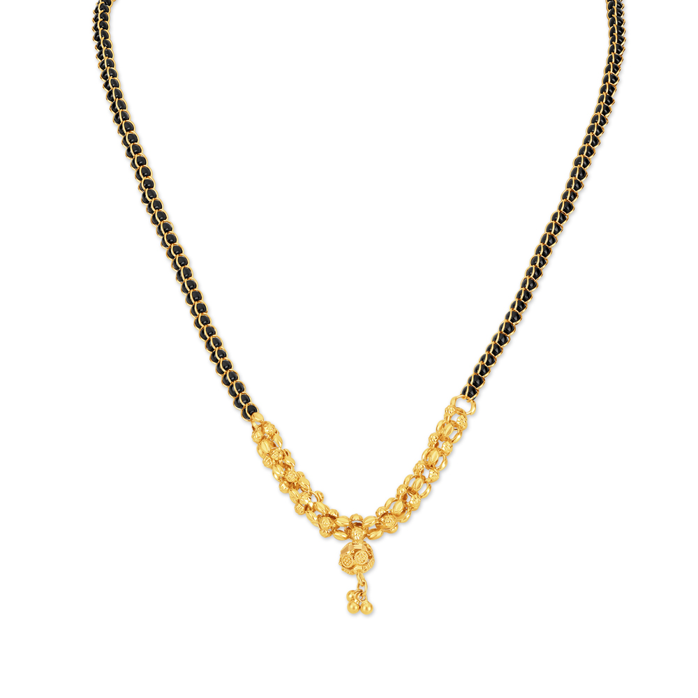 Beautiful Yellow Gold Carved Garland Mangalsutra