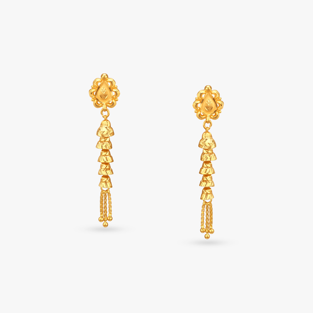 Dome Cascades Gold Drop Earrings