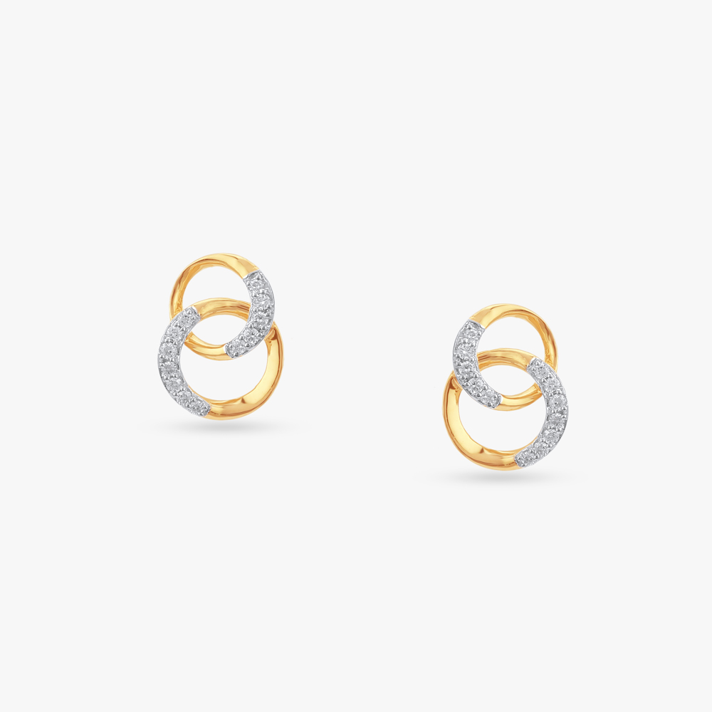 Interlocking Circle Diamond Stud Earrings