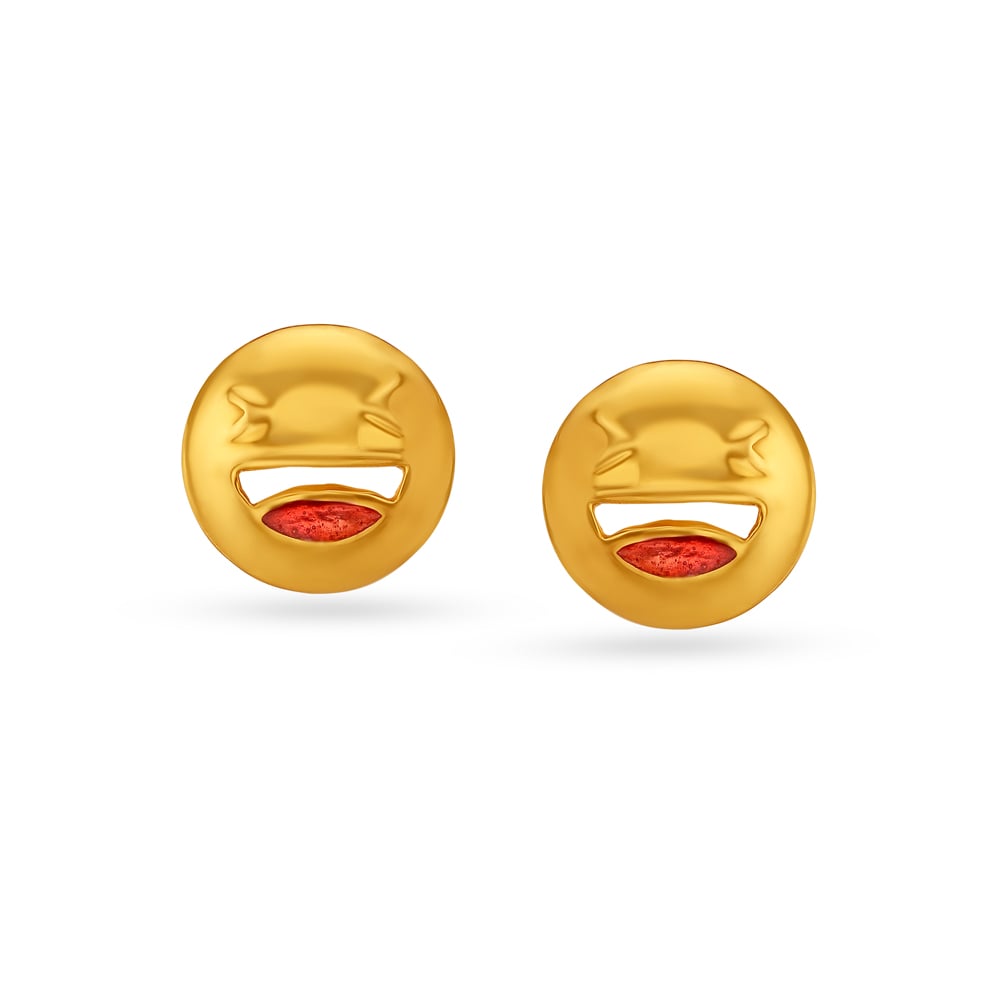 

Cute Smiley Face Gold Stud Earrings For Kids