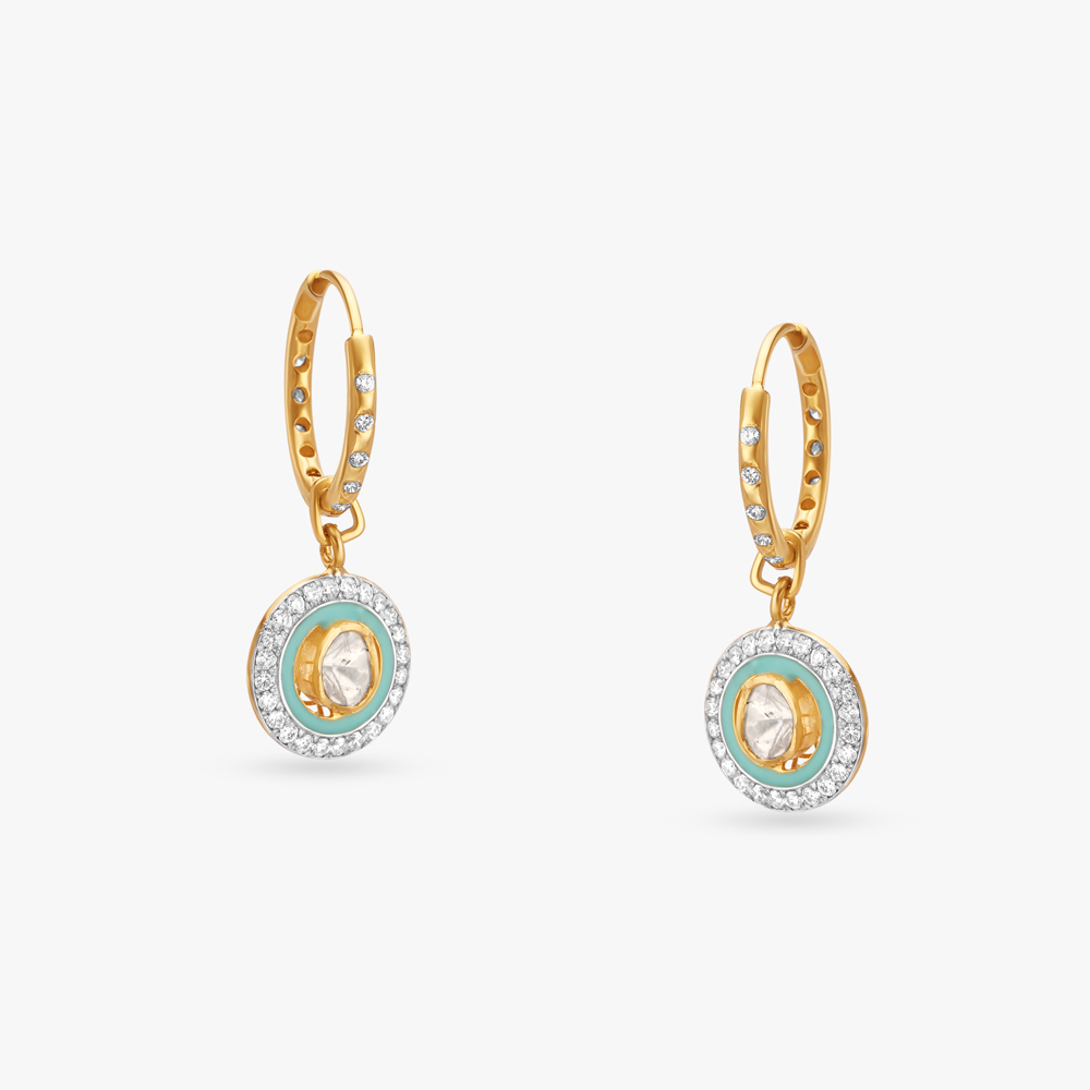 

Elegant Polki Diamond Hoop Earrings