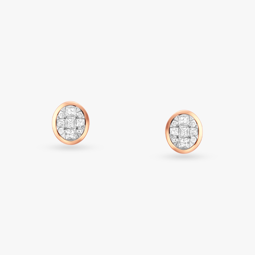 Oval Fusion Diamond Stud Earrings