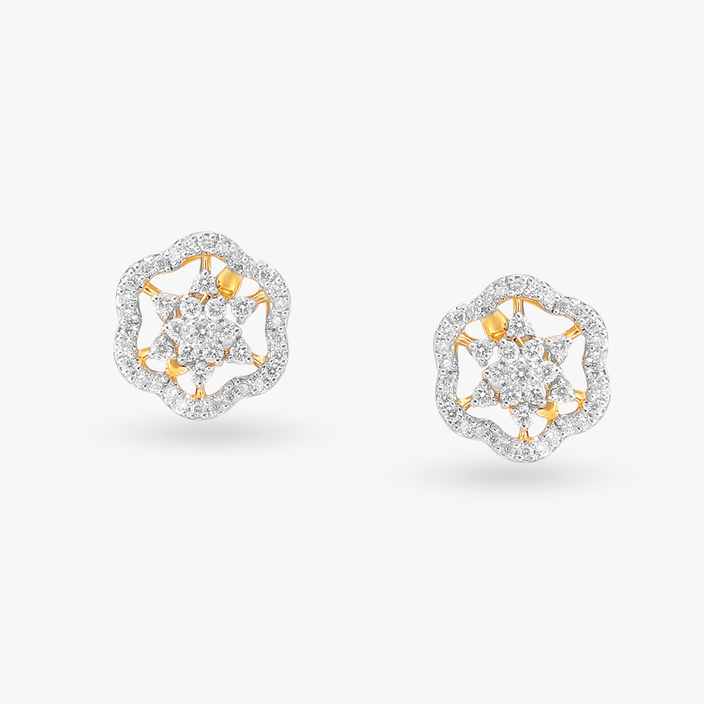 Magnificent Floral Diamond Stud Earrings