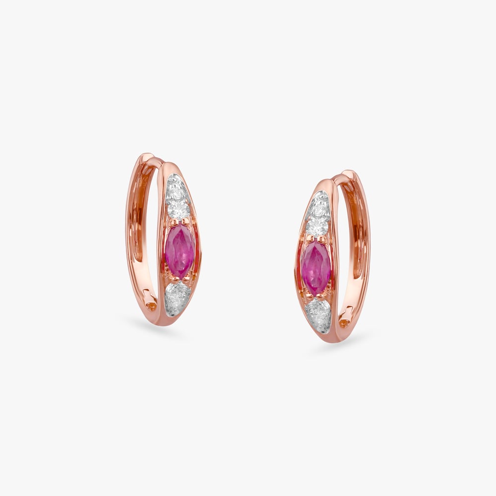 Crimson Glint Diamond Hoop Earrings