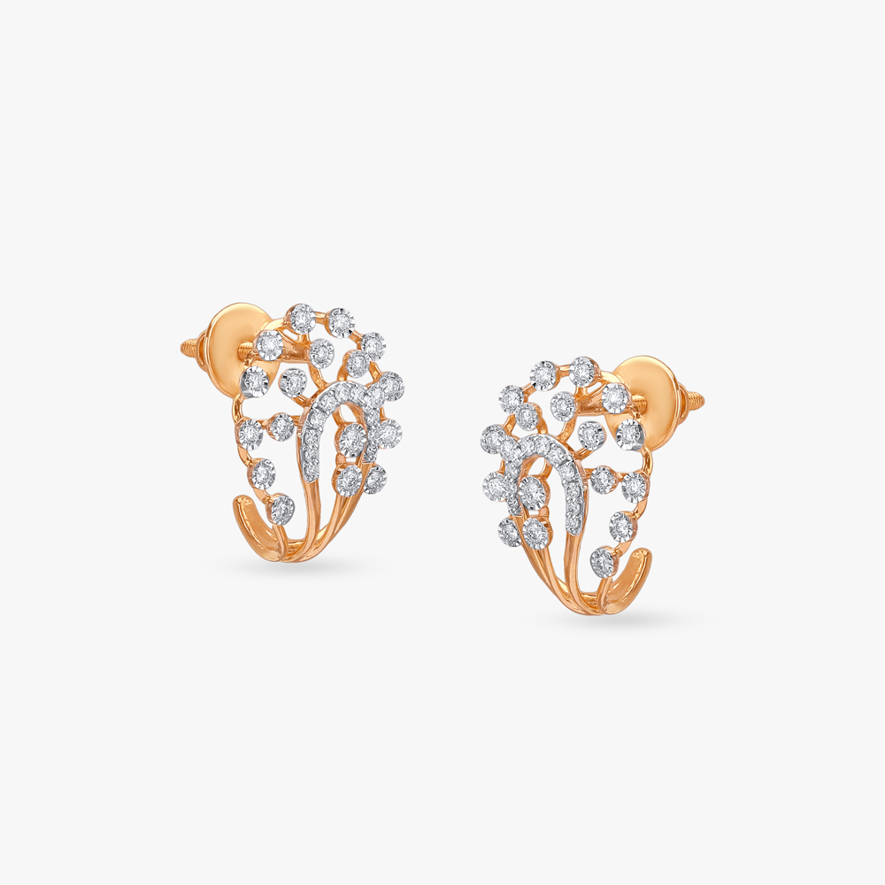 Graceful Crest Diamond Stud Earrings