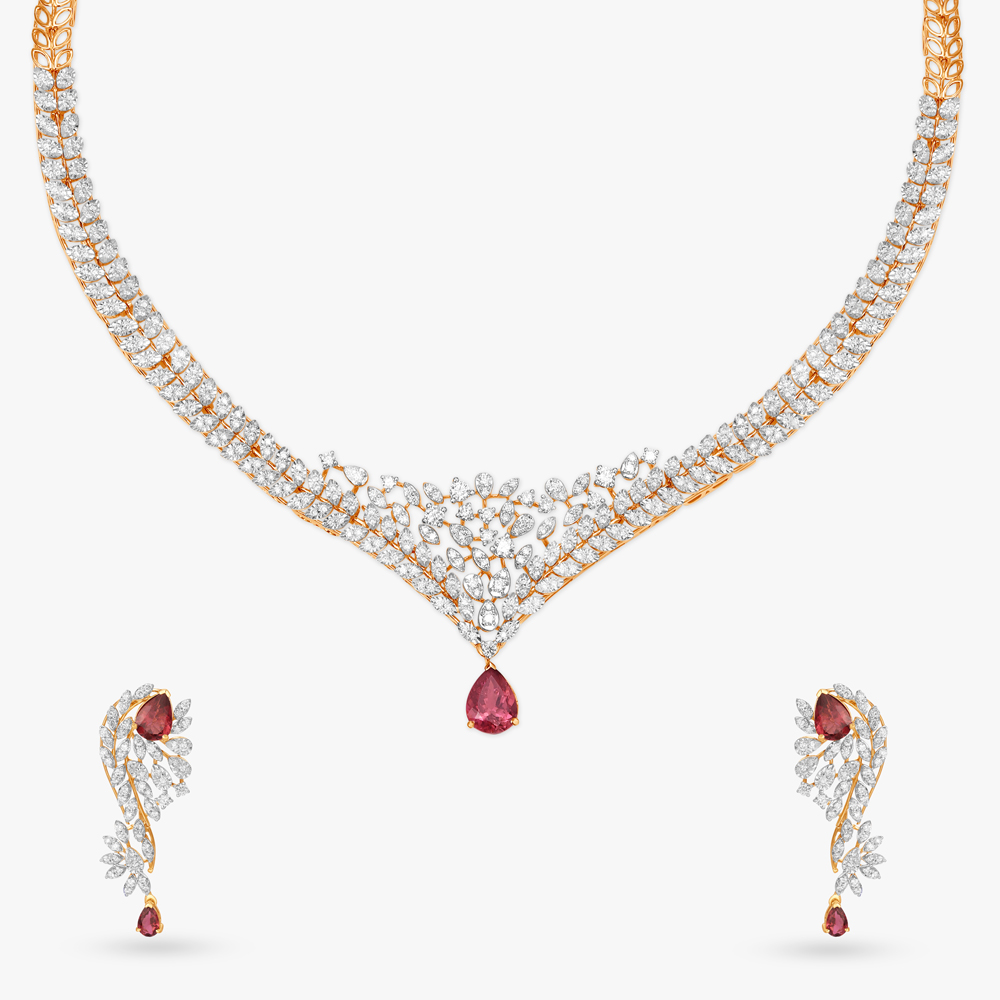 Epitome of Grace Natural diamond Necklace Set