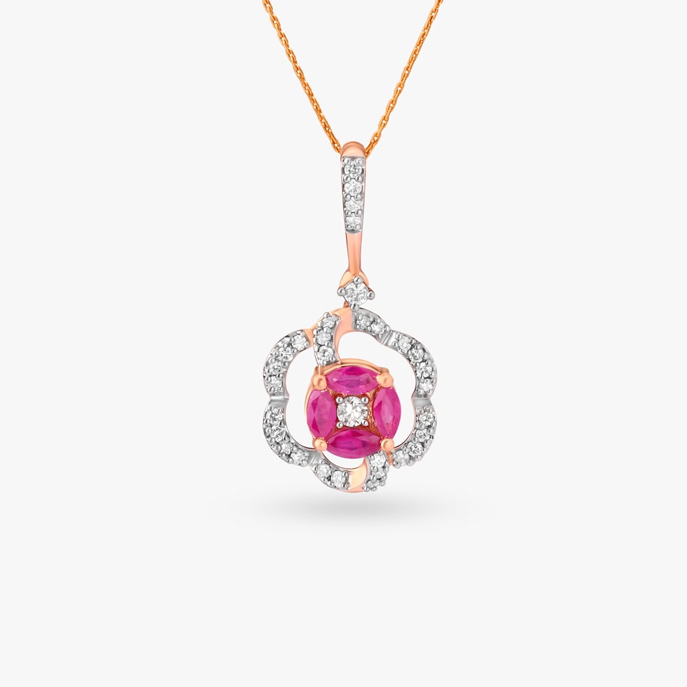 

Blooming Flower Diamond Pendant and Earrings Set