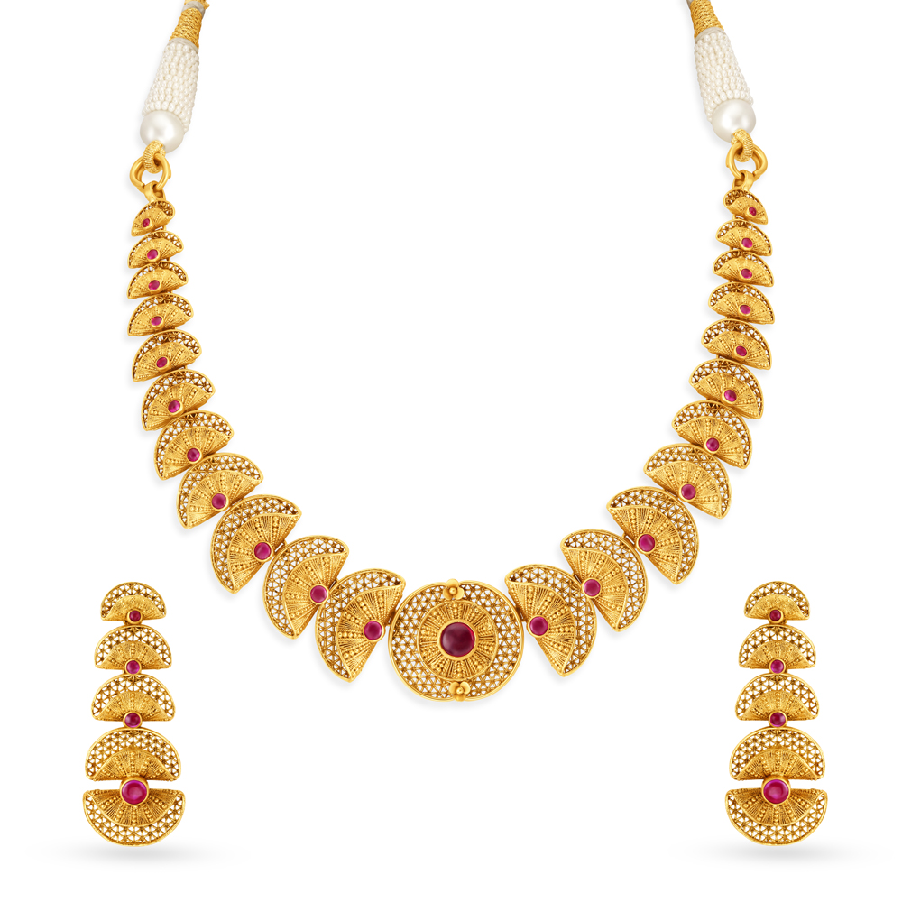 Surreal Abstract Gold Necklace Set