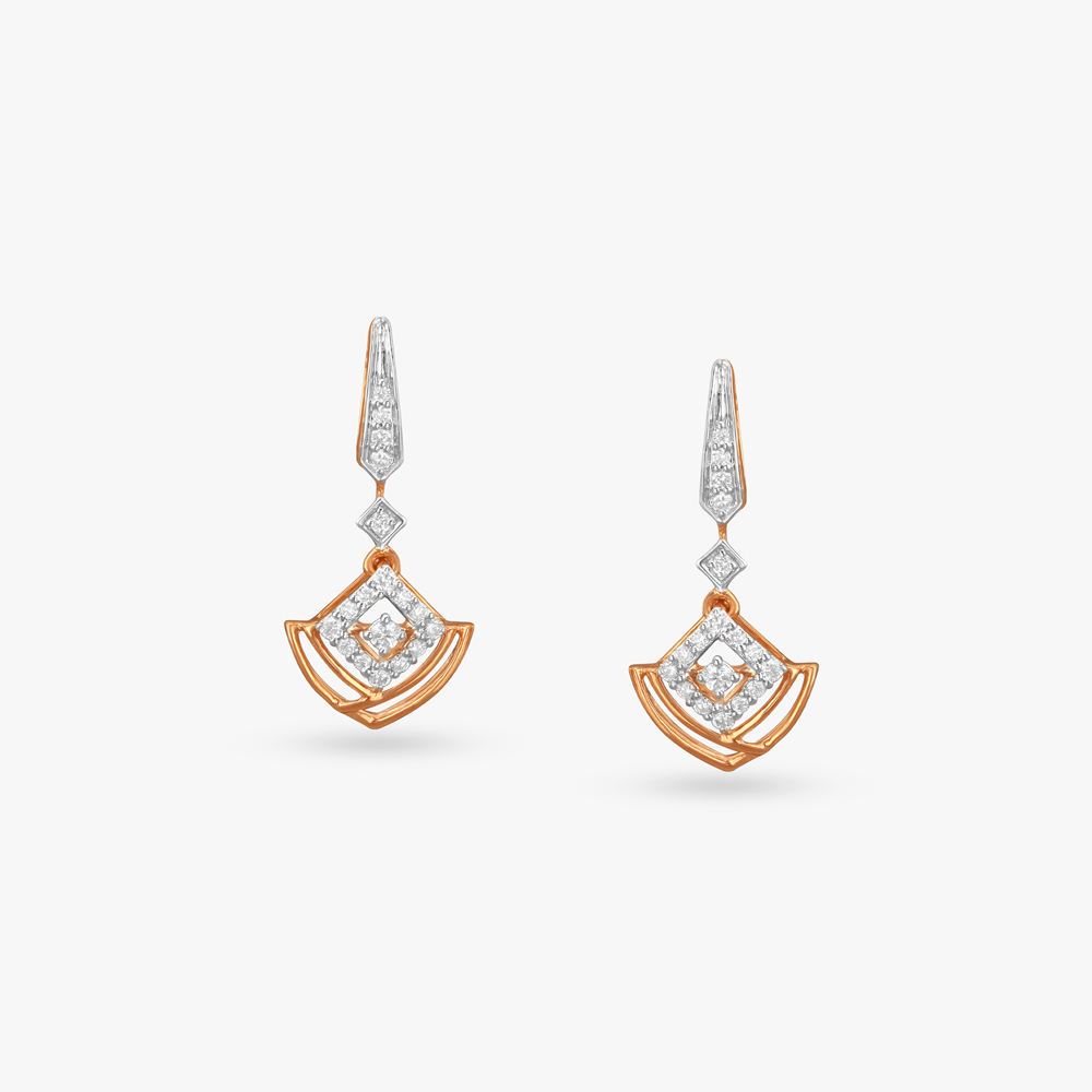 Radiant Frame Diamond Drop Earrings