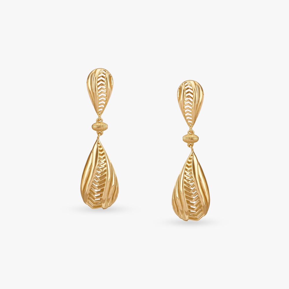 Lustrous Swirl Gold Drop Earrings