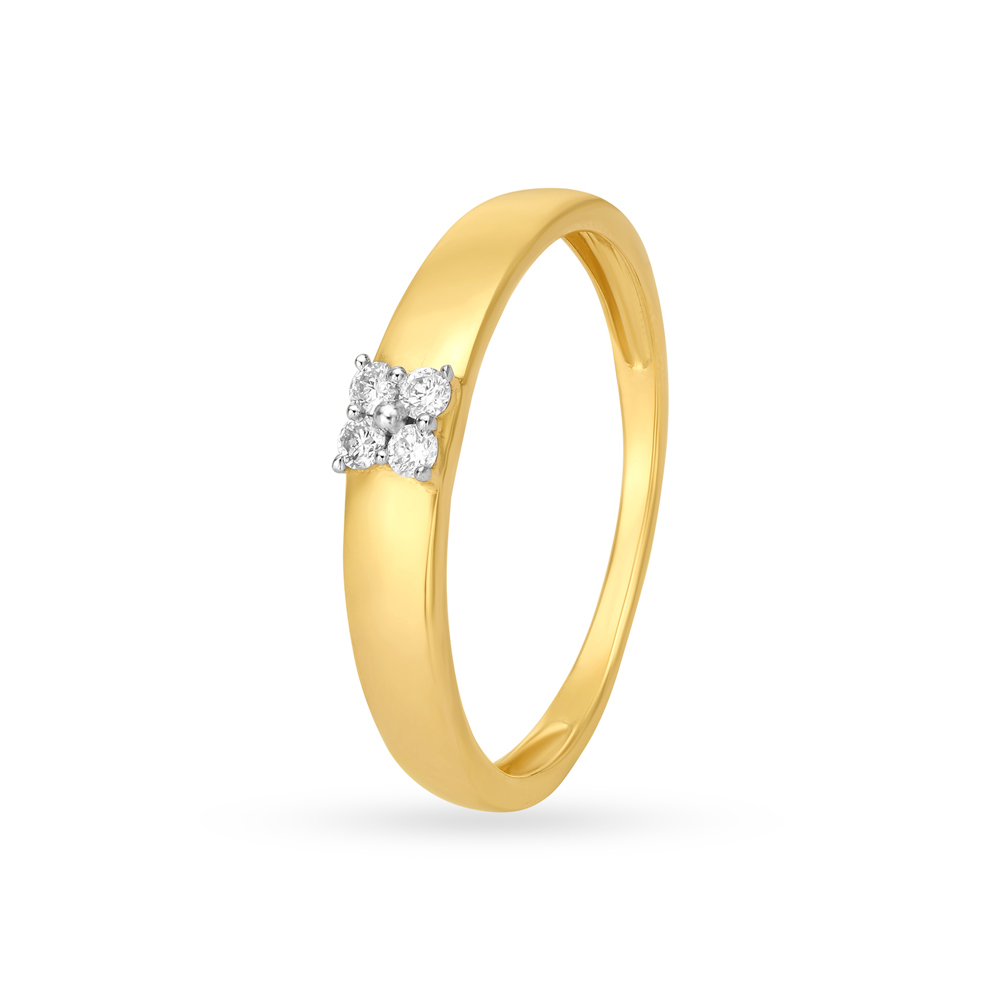 Sleek 4 Stone Geometric Diamond Ring