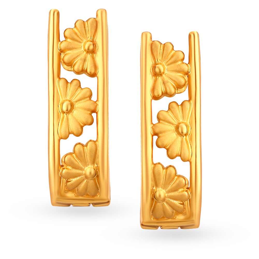 

Contemporary Ornate Dainty Gold Hoop Bali Earrings