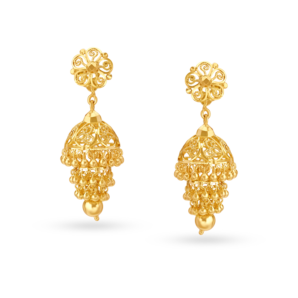 

Ornate Floral Jhumkas