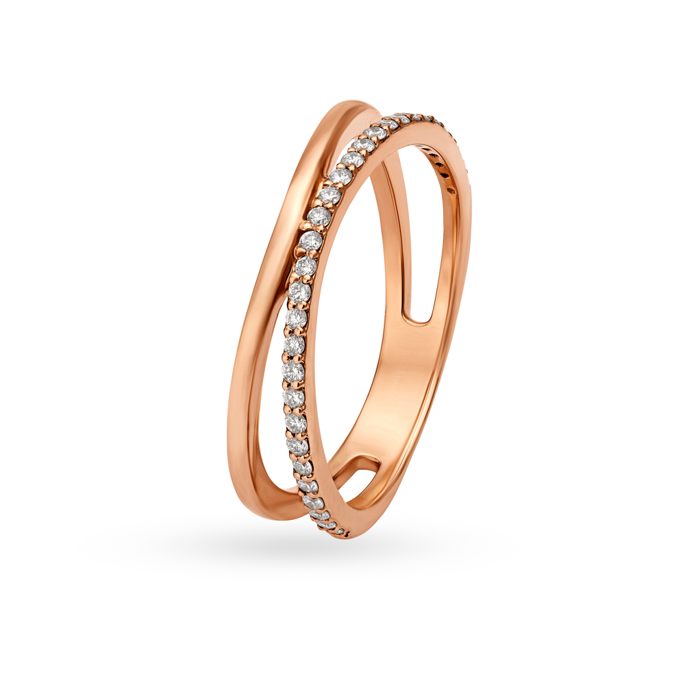

Glittering 18 Karat Rose Gold And Diamond Finger Ring
