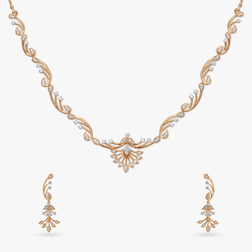 Radiant Swirls Diamond Necklace Set