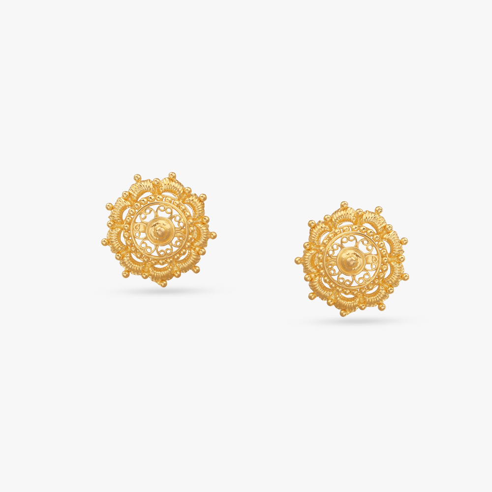 Regal Splendour Gold Stud Earrings
