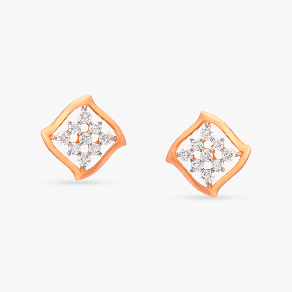 Square Diamond Stud Earrings
