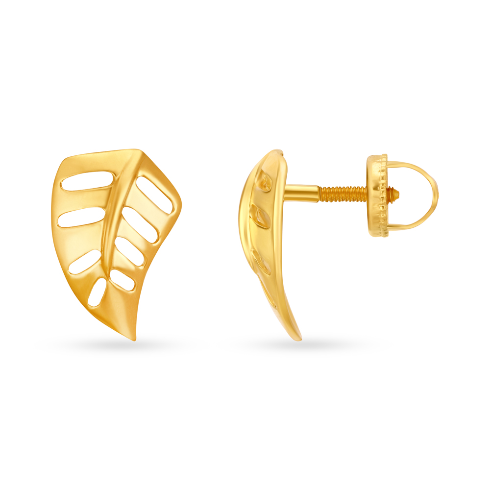 

Dainty 22 Karat Gold Artistic Leaf Stud Earrings