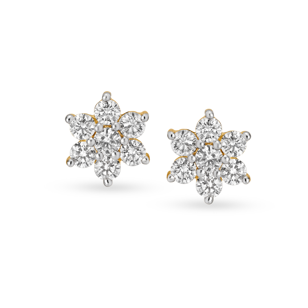 

Pristine Seven Stone Gold and Diamond Stud Earrings
