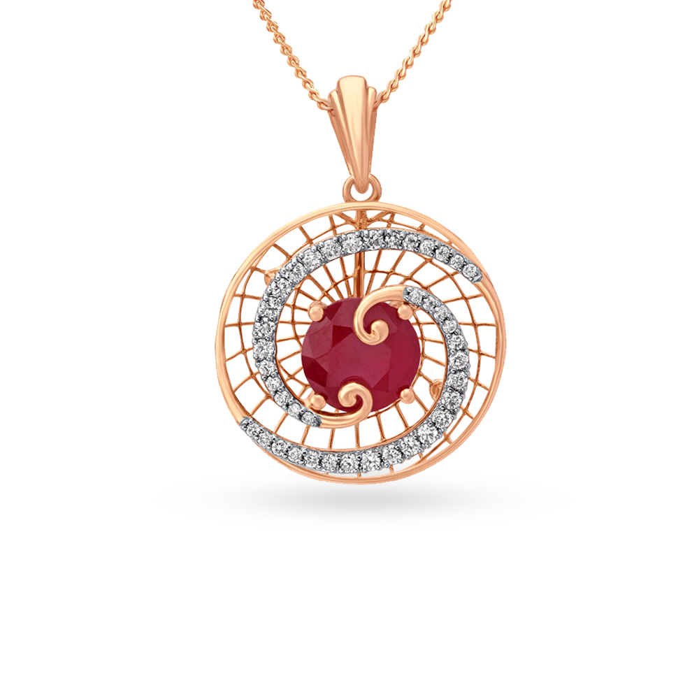 

Swirling Circles Rose Gold and Diamond Pendant and Earrings Set