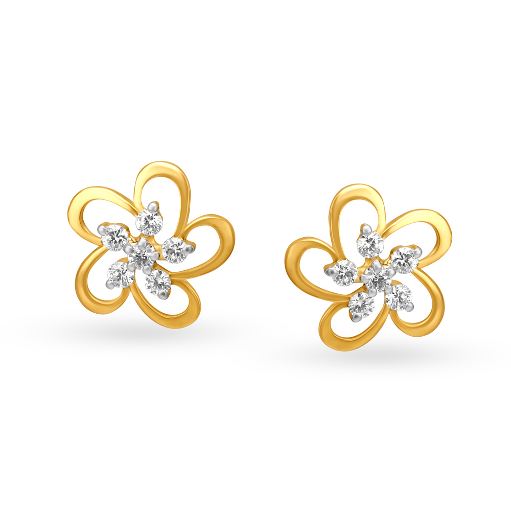 Blooming Flower Gold Stud Earrings