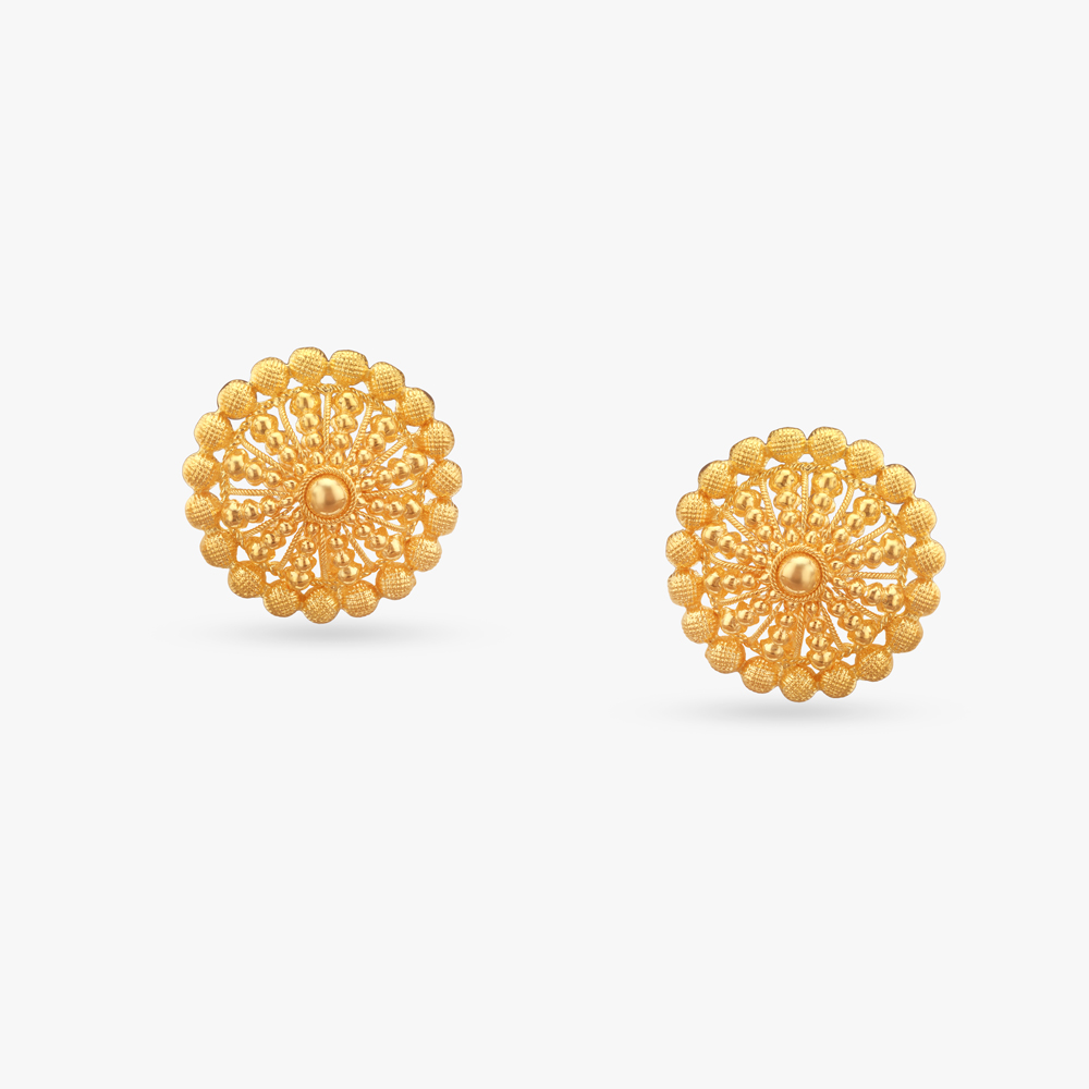 Regalia Crest Gold Stud Earrings