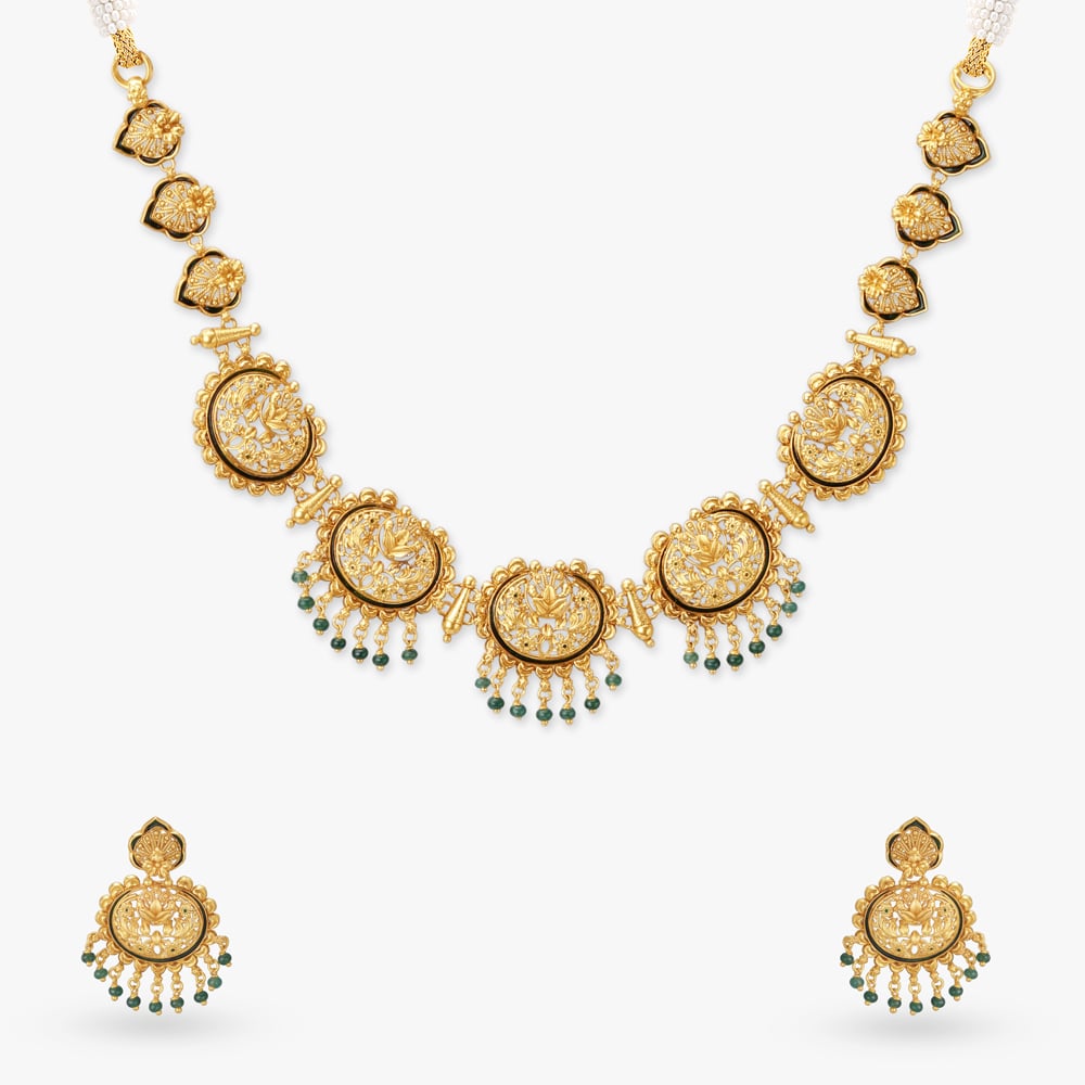 Regal Green Gold Necklace Set