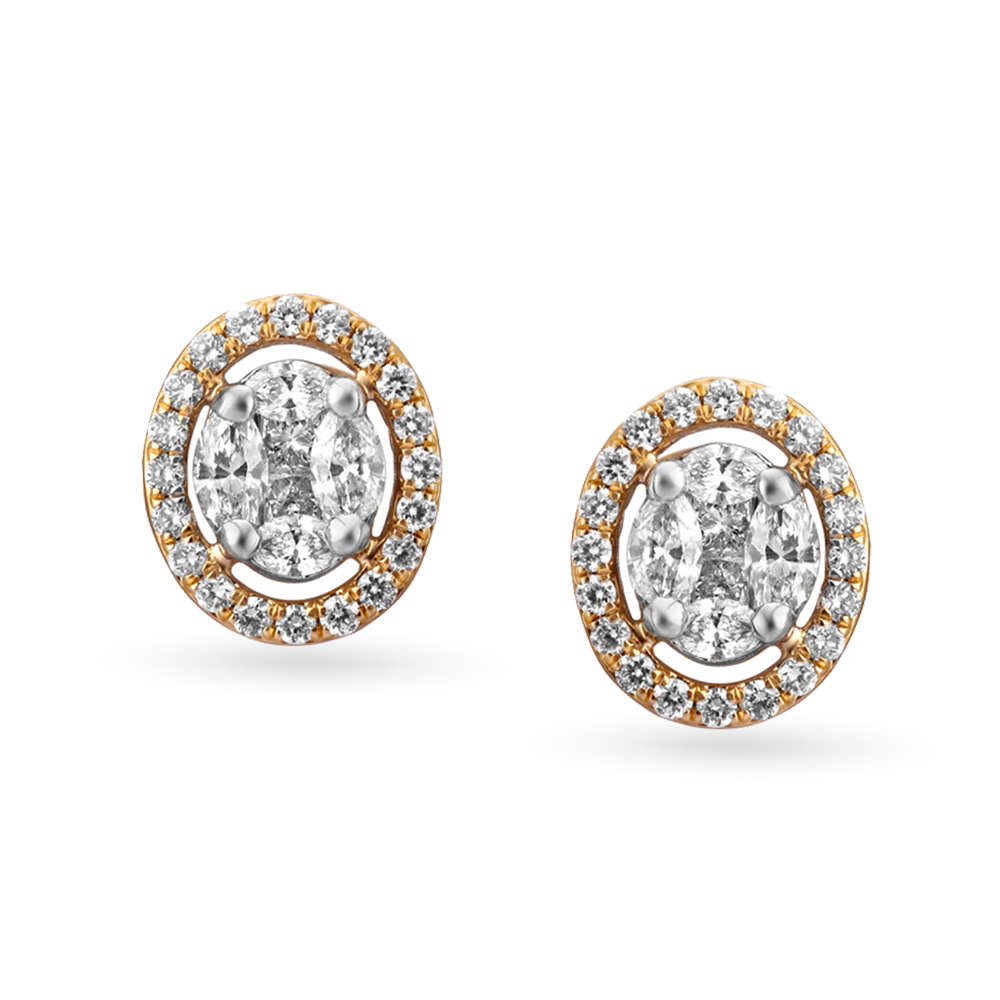 Lovely Solitaire Diamond Stud Earrings in Rose Gold
