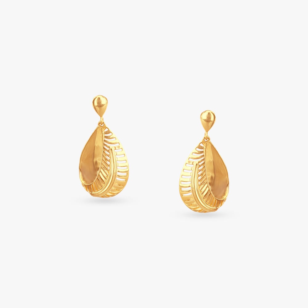 Curved Charm Gold Drop Earrings