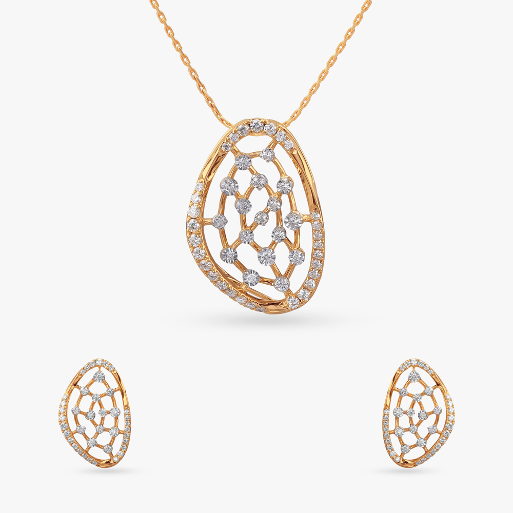 Sculpted Sparkle Diamond Pendant and Earrings Set