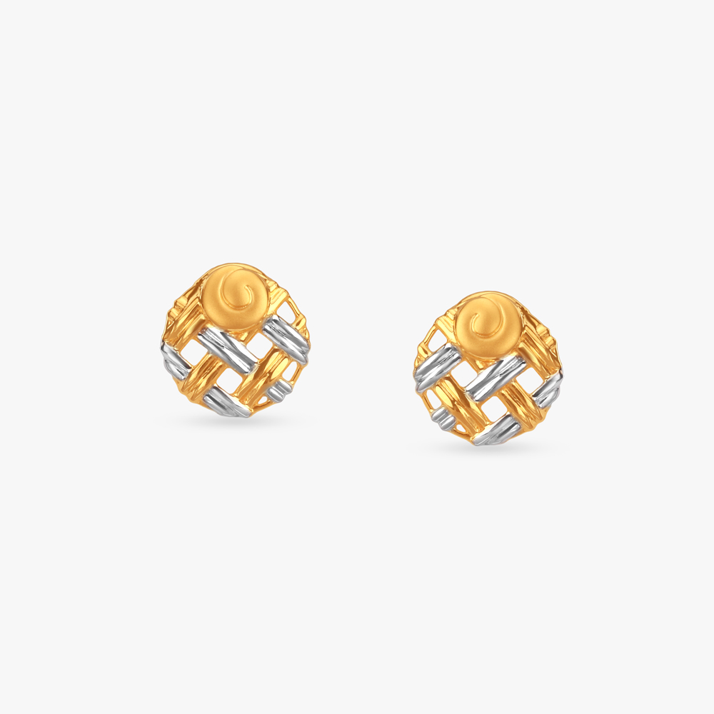 Spiral Weave Gold Stud Earrings