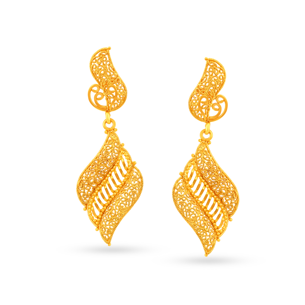 Alluring 22 Karat Yellow Gold Leaf Drops