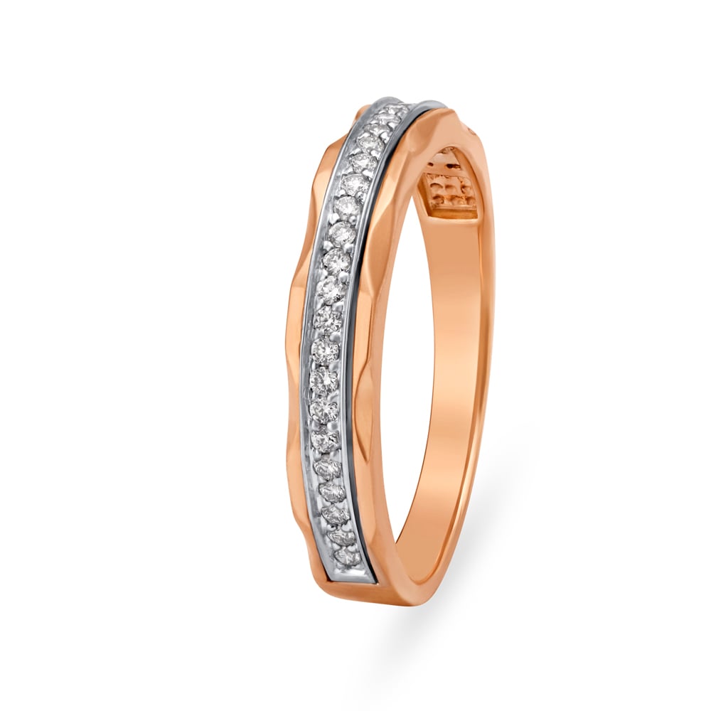 Wavy White and Rose Gold Diamond Finger Ring